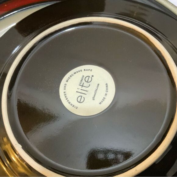 Gibson Elite Everston  Dinnerware Set In Red Brown 1 Dinner Plate 1 salad 1 bowl - Picture 3 of 6